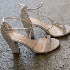 David’s bridal silver chunk heel sandals